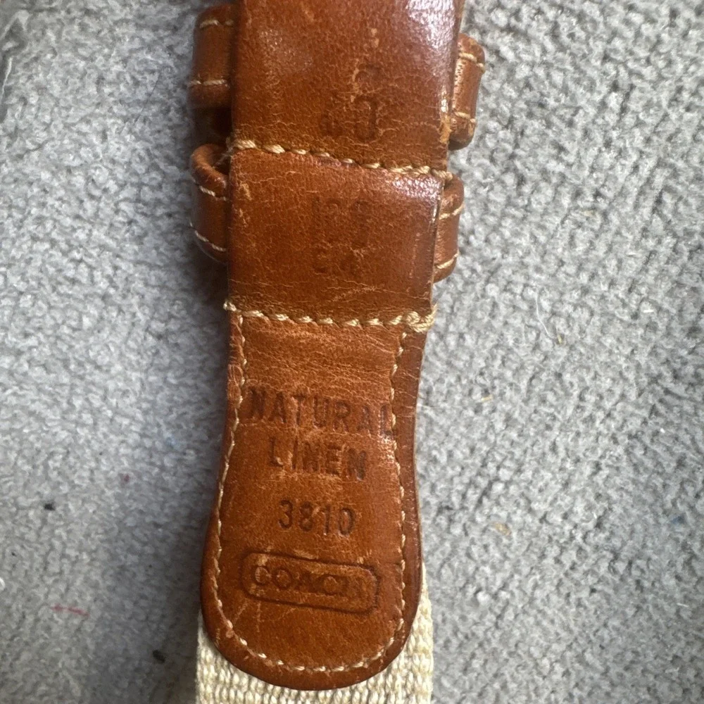 Coach Women's Leather Linen Belts Lot of 3 Tan Navy Cream Size‎ 40 Large L
